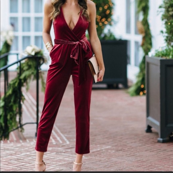 Express Pants - Express Red Velvet Jumpsuit